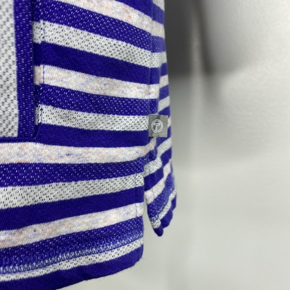 NWT T by Talbots Purple Stripe Pullover Top Funnel Neck Sz. L Cotton - Picture 8 of 14